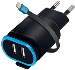 iPhone, Samsung 2.4Amp Väggladdare 2xUSB med Lightning kabel