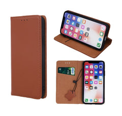 iPhone XR - Äkta Läder Flip Case Mobilplånbok - Brun