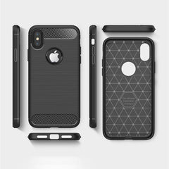 iPhone X / XS - Flexibel Carbon Mjuk TPU Skal - Svart