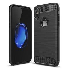 iPhone X / XS - Flexibel Carbon Mjuk TPU Skal - Svart