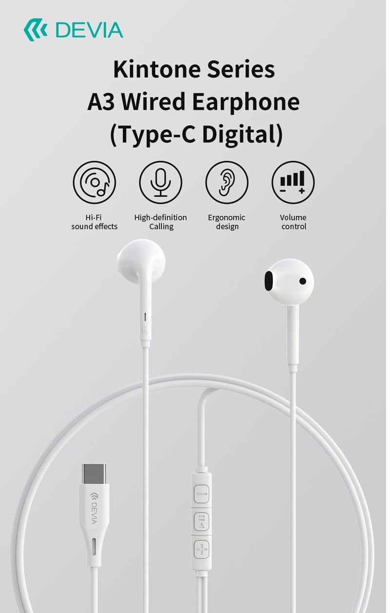 in-Ear USB-C hörlurar för Samsung / iPhone 15, 16 och Mobil med USB-C Kontakt