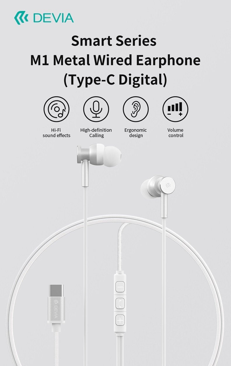 in-Ear USB-C hörlurar för Samsung / iPhone 15, 16 och Mobil med USB-C Kontakt Silver
