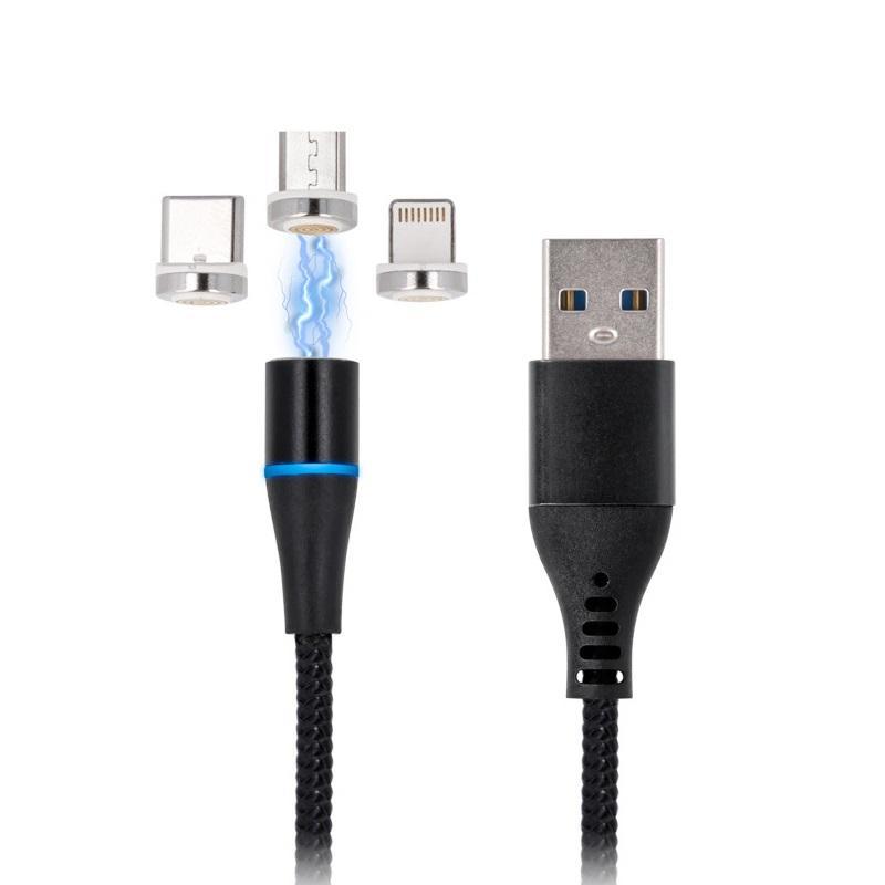 maXlife 3i1 Magnetic Laddningskabel - Lightning/ USB-C /MicroUSB