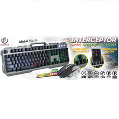 Rebeltec INTERCEPTOR Gaming LED Tangentbord + Optisk Mus - METAL